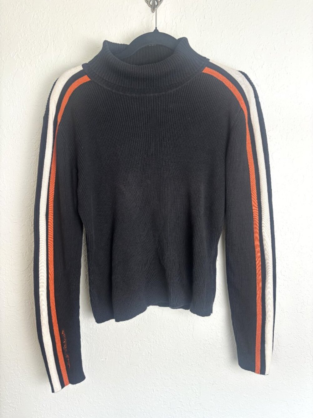 Vintage Y2K Harley Davidson Black Striped Turtleneck Sweater Women's L